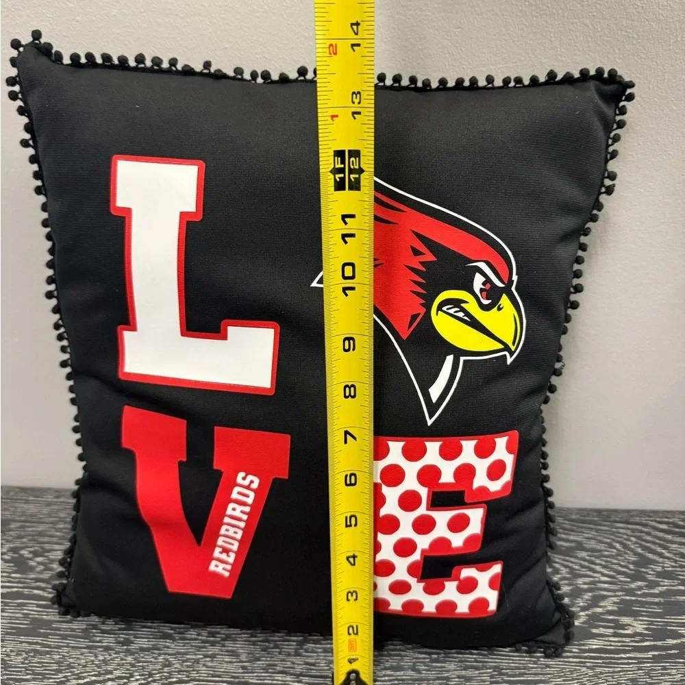 Illinois State Redbirds LOVE Square Decorative Throw Pillow Black Red